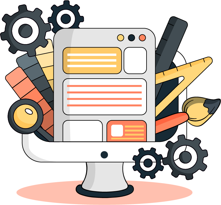 A computer screen stacked with website development tools to showcase our website developing service.